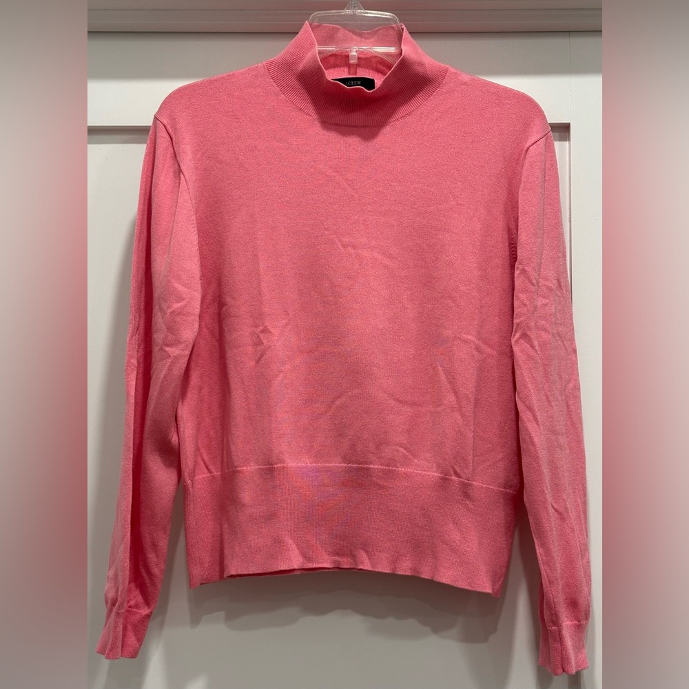 J.Crew Mockneck Silk-Blend Sweater with Ribbed Trim - Peppermint Pink